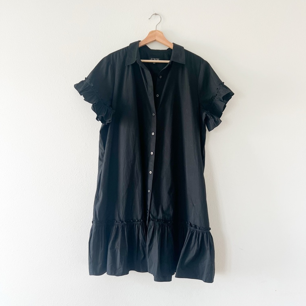 J. CREW | Amelia Cotton Poplin Ruffle Dropwaist Shirt Dress | XXL - Picture 2 of 5